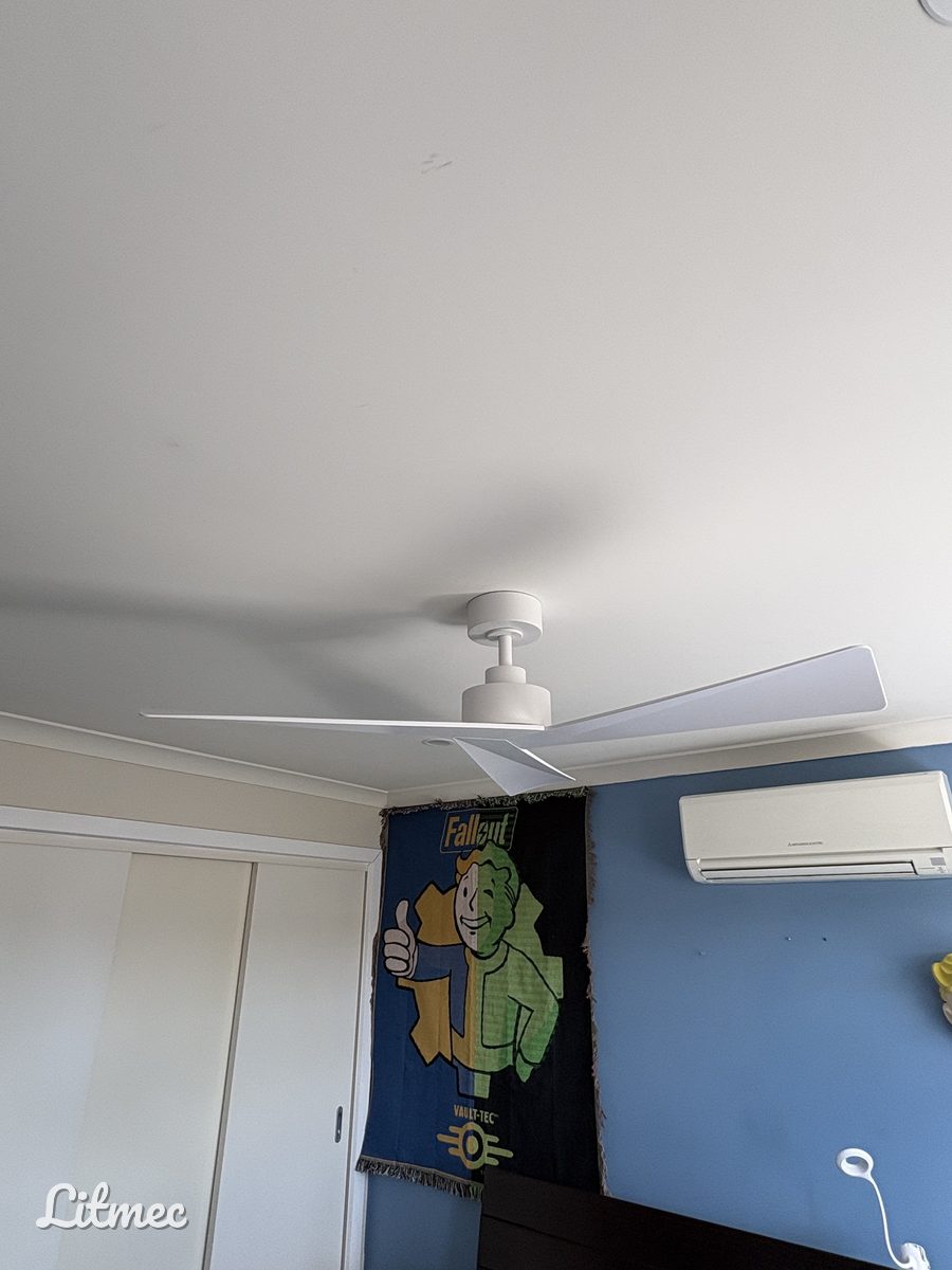 A third sweep-style ceiling fan installed in a Point Cook bedroom