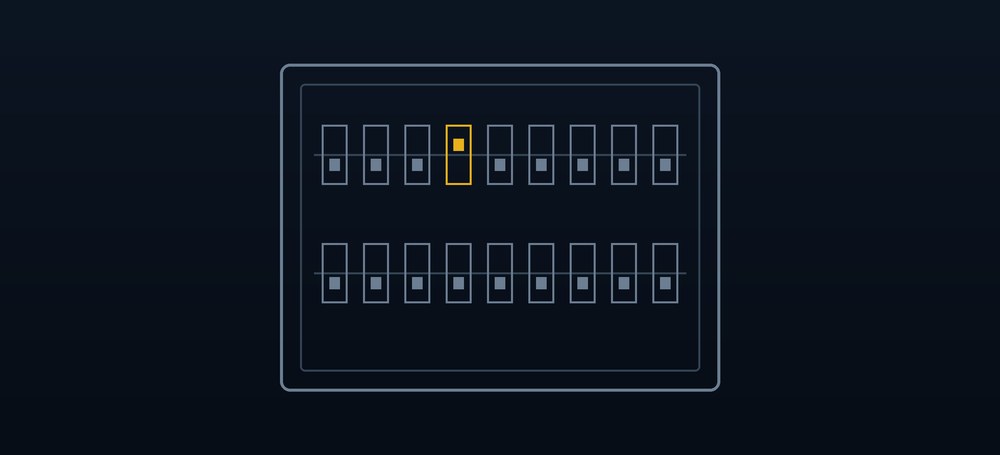 Illustration of a distribution board with circuit breakers
